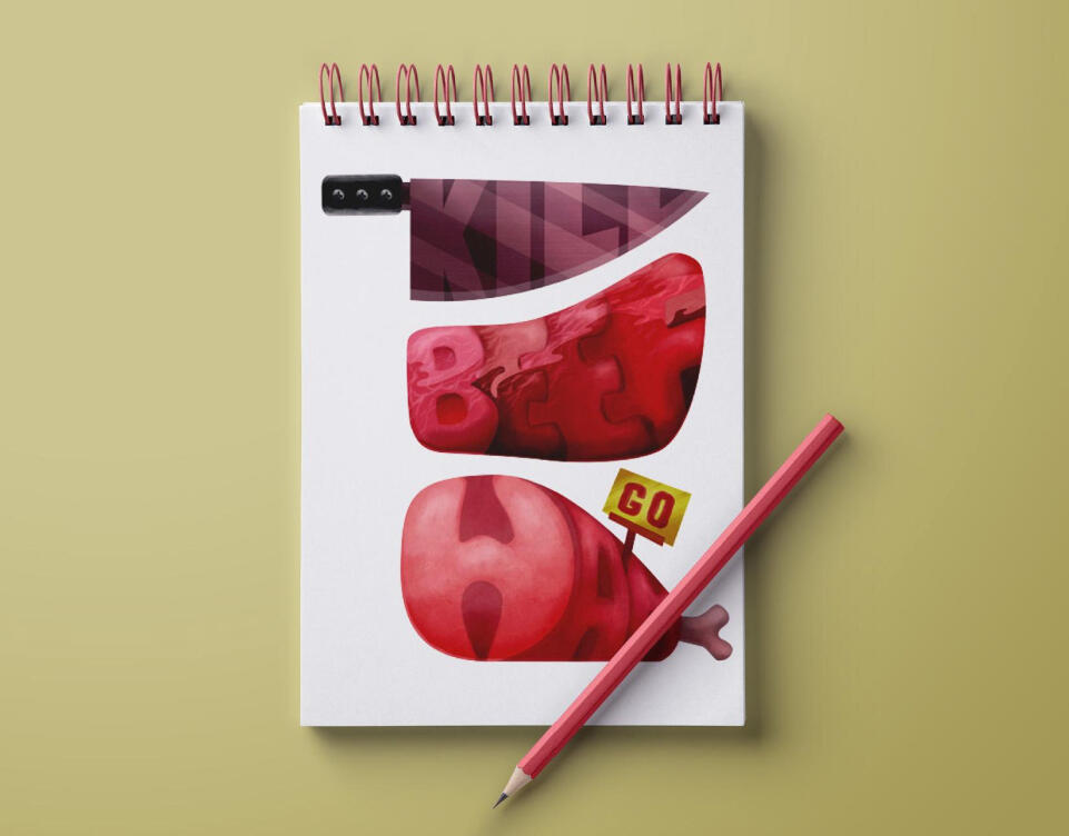 Lettering: Kill beef go HAM